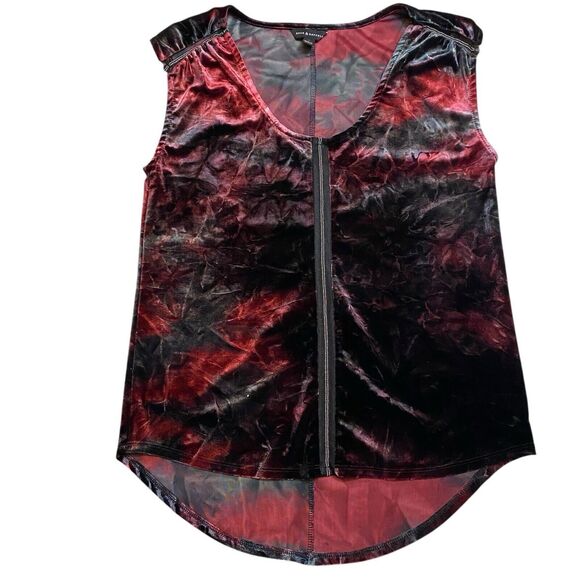 Rock & Republic Tops - Rock & Republic High/Lo Tie Dye Crushed Velvet Tank Top with Beading Detail Sz S